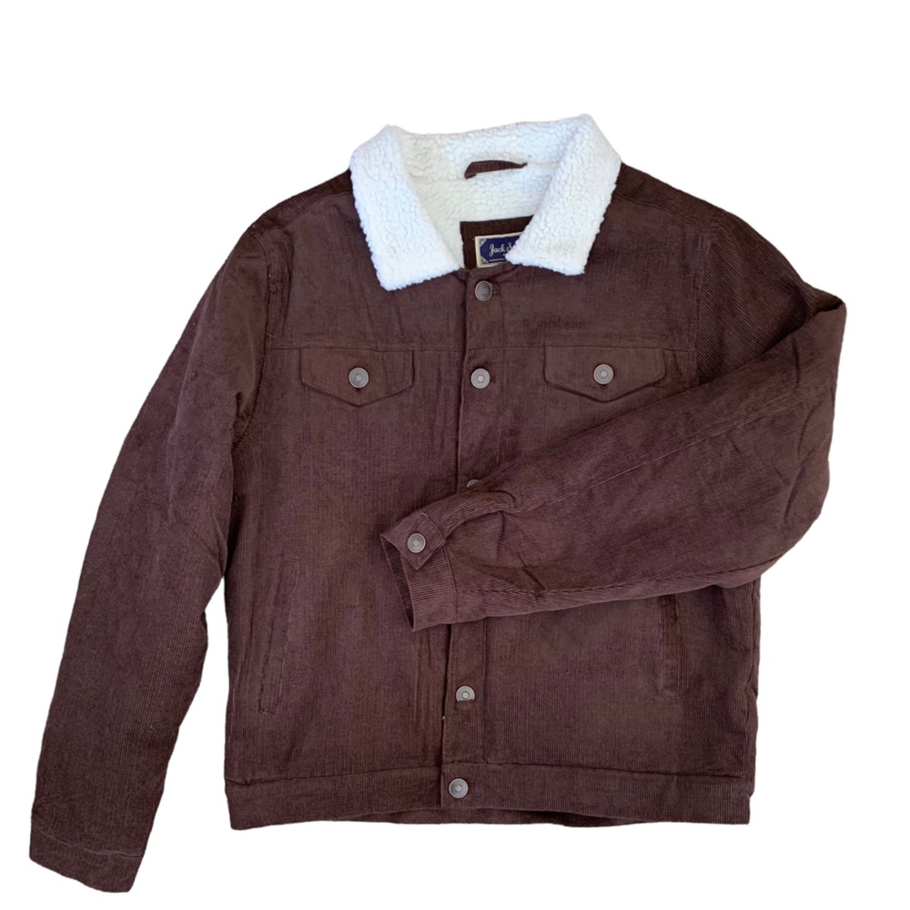 Jack Smith Brown Corduroy Sherpa Trucker Bomber Jacket Men’s Size Large NWT